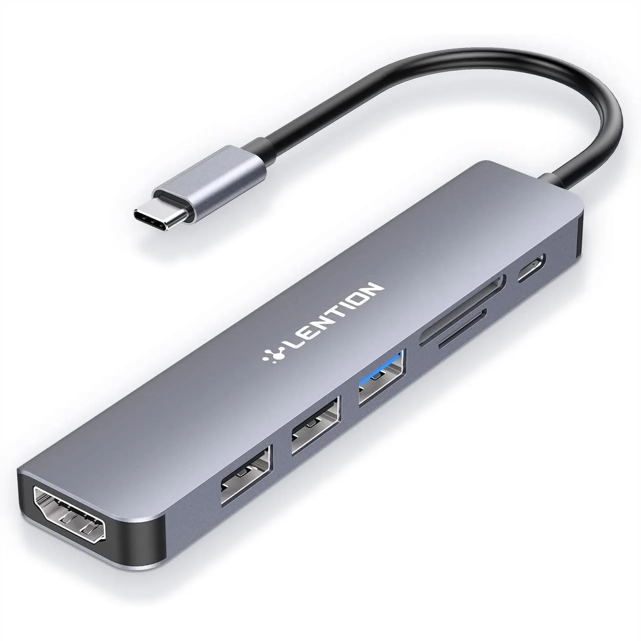 

USB C Hub 7-in-1 with 100W Charging, 4K HDMI, Dual Card Reader, USB 3.0 & 2.0 for MacBook Pro/Air/Surface