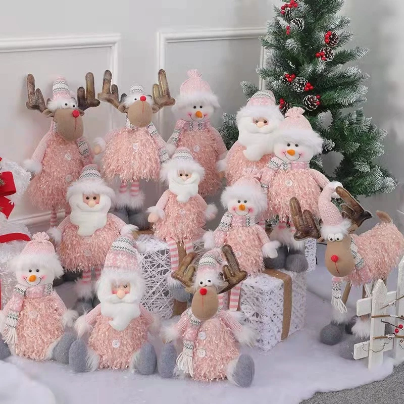 

Christmas Pendant Decorative Scene Layout Supplies Pink Old Man Snowman Angel Doll Plush Gift Toy Placement Window Sill Desktop