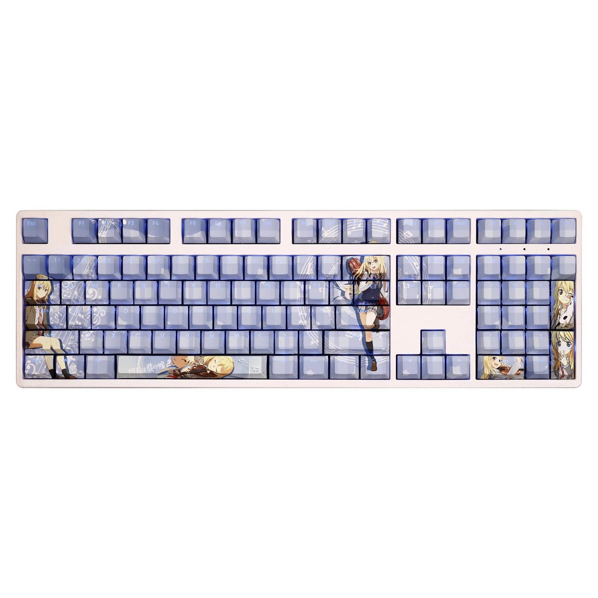 Imagem -06 - Desenhos Animados Anime Gaming Key Caps Keycap Pbt Backlit Seu Live em Abril Miyazono Kaori Ansi 61 87 104 108 Chaves Set