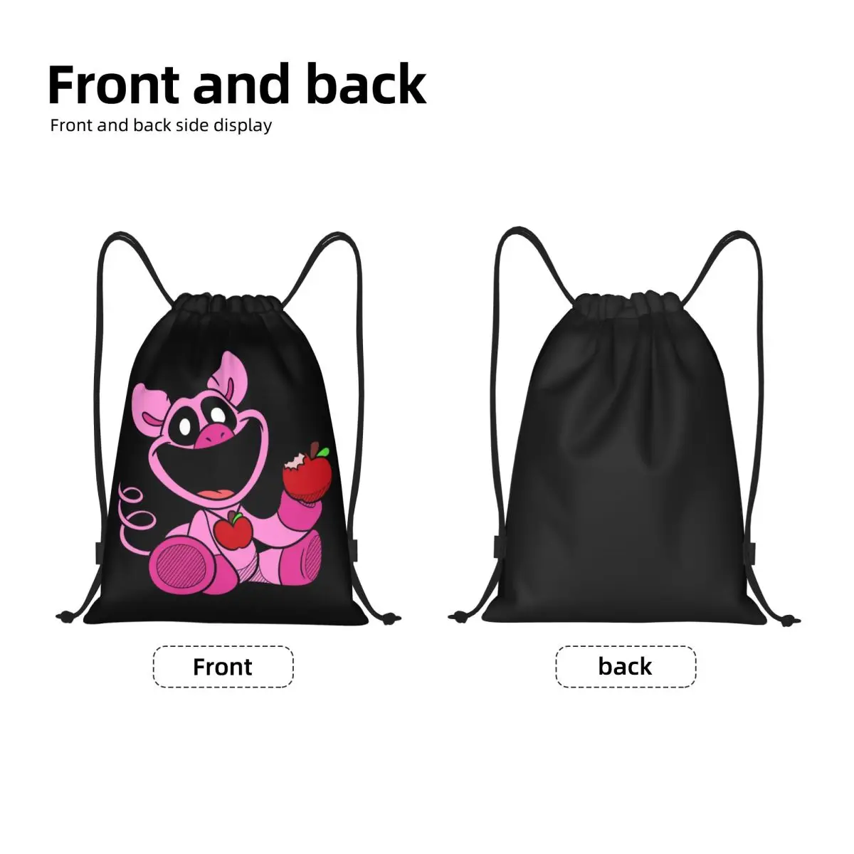 Custom Picky Piggy Render Smiling Big Mouth Critters Drawstring Backpack Bags Lightweight Scarry Sackpack Sacks for Yoga