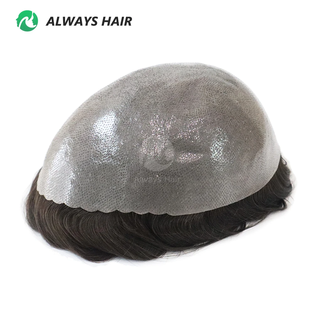 Skin Wig Men 130% Hair Density Indian Human Hair PU Toupee Men Original Factory Wigs