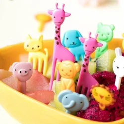 1set Food Fruit Fork Picks for Kids Cute Animals Cake Dessert Forks Mini Cartoon Toothpick for Cake Dessert Pastry Party Supply