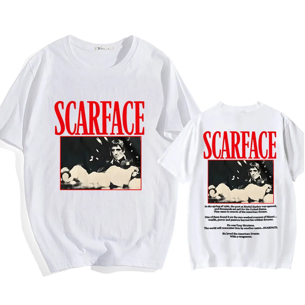 Movie Scarface T-shirts Cotton Summer Men Women Tshirts Thriller Crime Film Graphic Tee-shirt Hip Hop Streetwear Casual Soft Tee