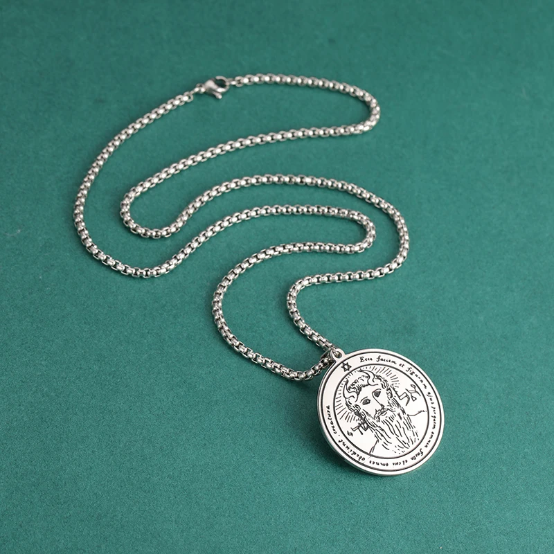 Amaxer Retro The First Pentacle Of  Sun Key with Solomon Seal Pendant Necklace Men Women Religious Jewelry Accessories