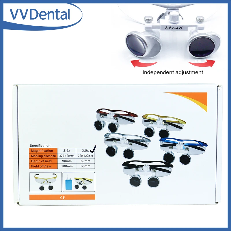 

Бинокулярные стоматологические лупы 2.5X/3.5X с подсветкой для хирургических операций