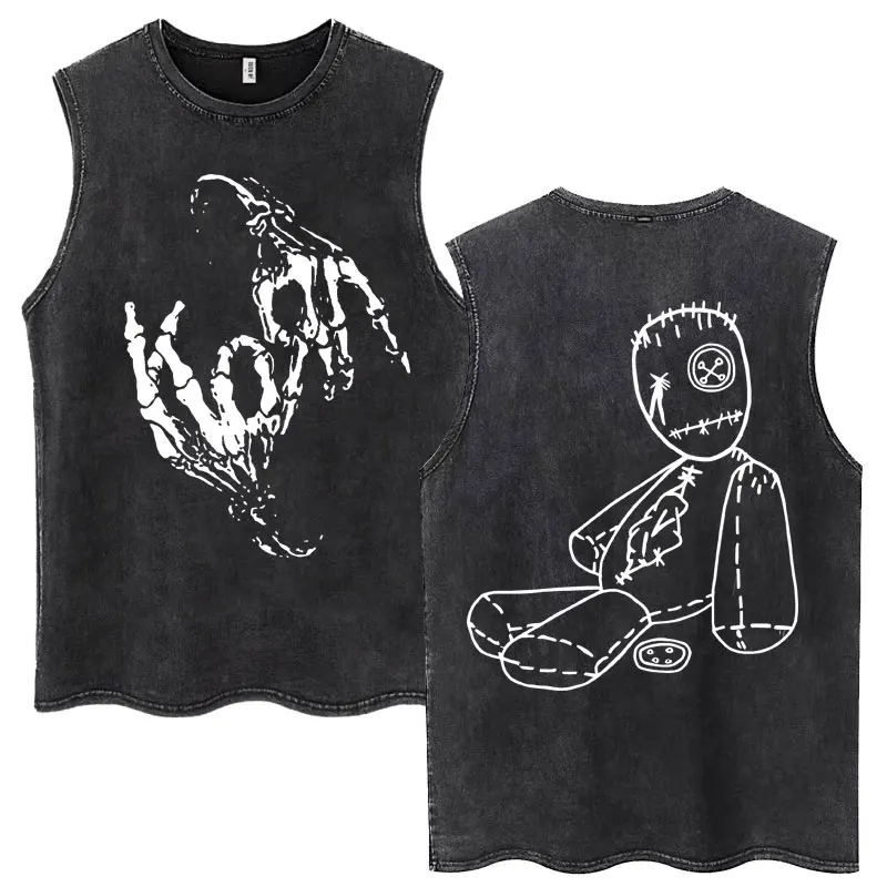 

Рок-группа Korn Issues Album Washed Tank Tops Альтернативная Nu Metal Music Harajuku Футболки без рукавов Мужские винтажные свободные жилеты