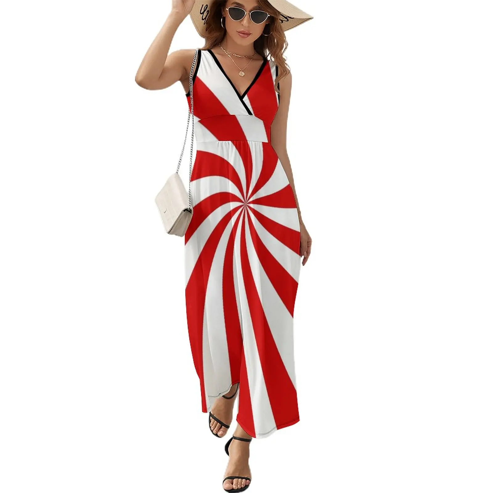 

candy cane swirl patterned Sleeveless Dress dress summer 2024 women elegant chic wedding evening dresses