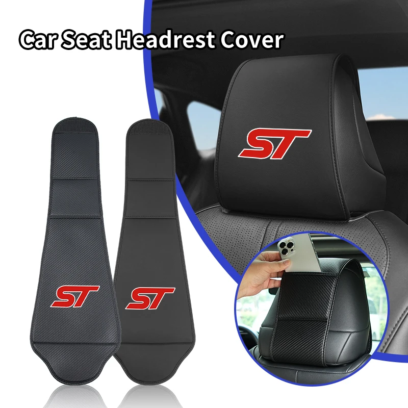 1/2 Uds. Funda protectora para reposacabezas de coche bolsa de almacenamiento funda de almohada de cuero para Ford ST Mustang Explorer F150 Focus Fiesta EDGE Escort