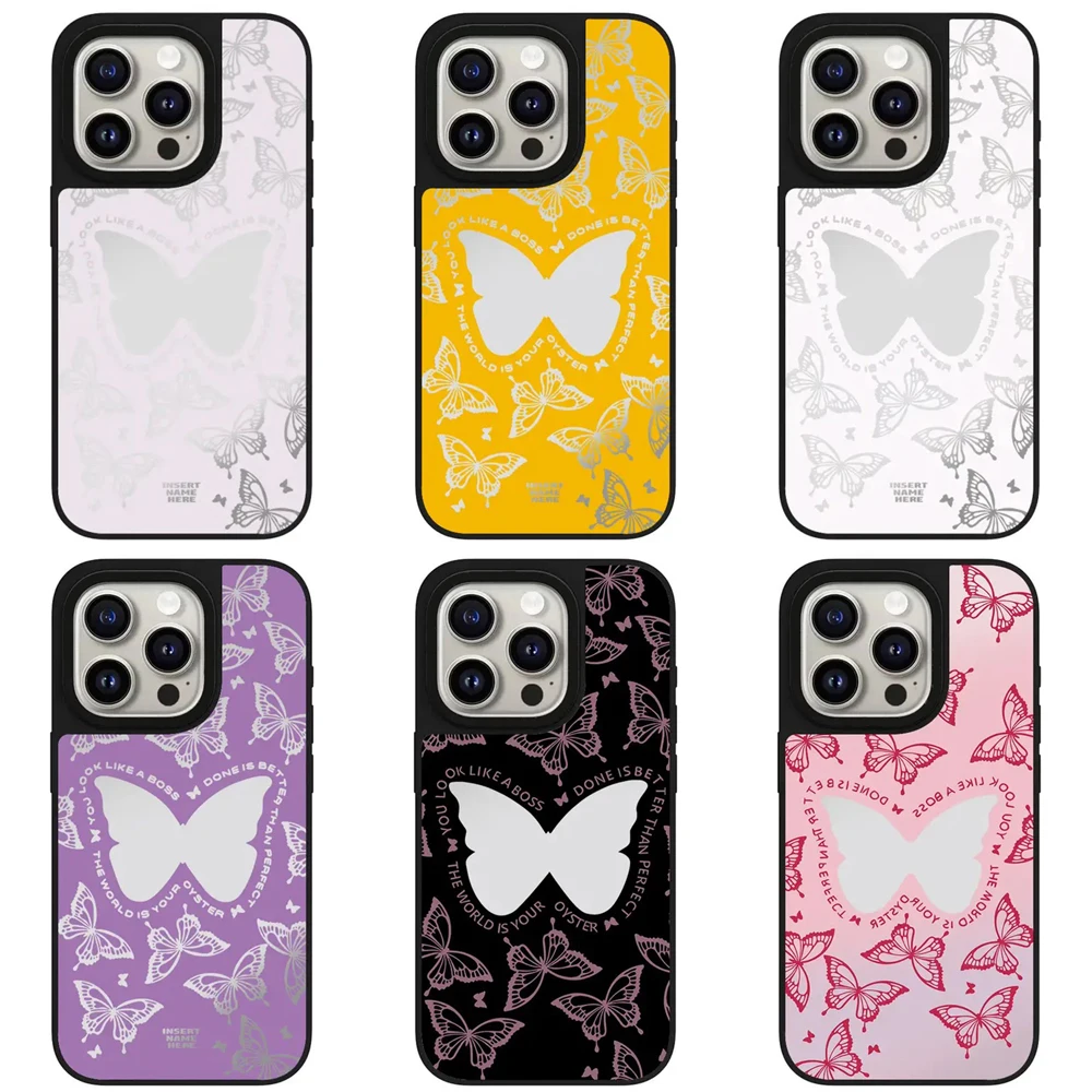 

Butterfly Mirror Magnetic Phone Case Cover for IPhone 11 12 13 14 15 16 Pro Max Case for IPhone 16 Pro Max