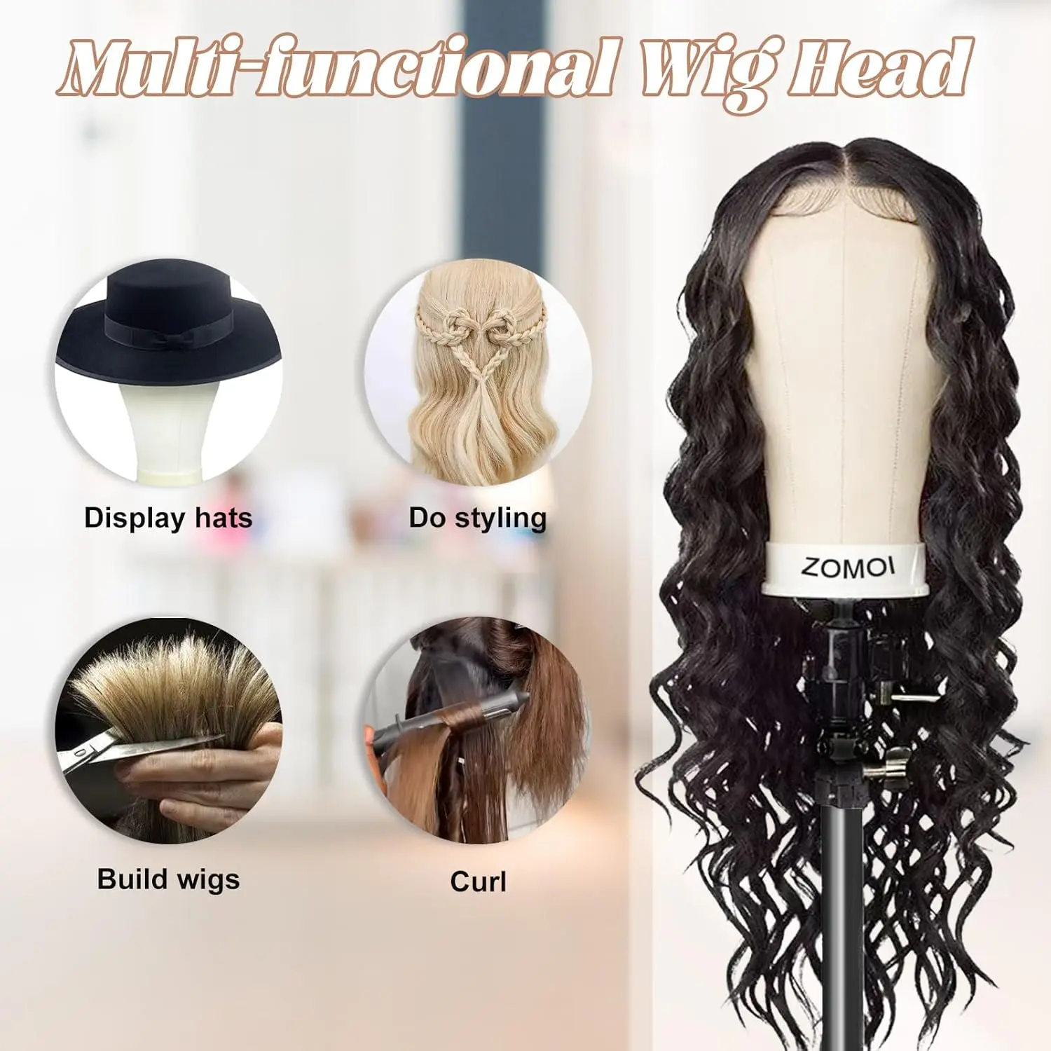 Professional Mannequin Head Set with Adjustable Wig Stand