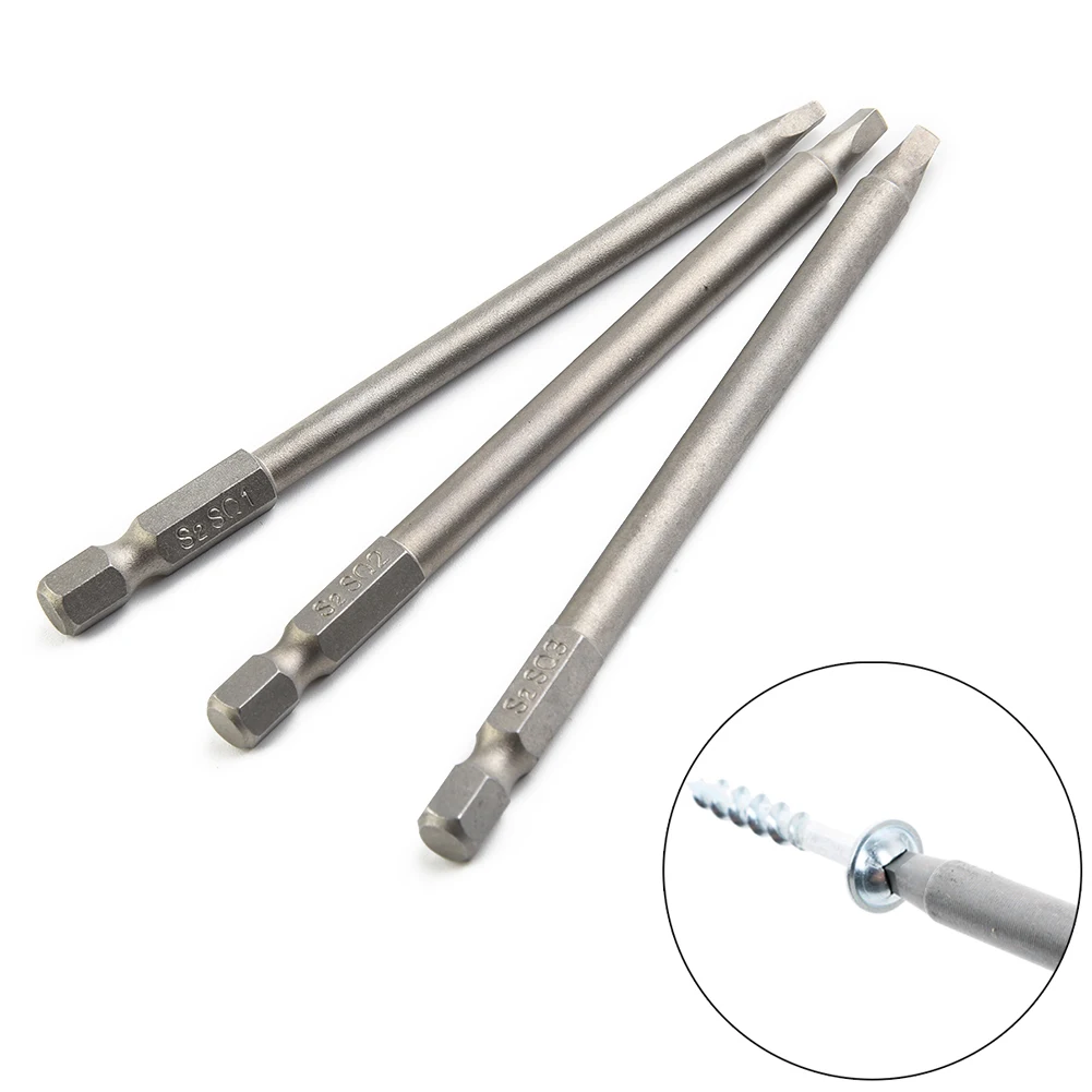 

Hand Screwdrivers Head Hand Tool Accessories Screw Driver Bits Square Head 100mm 3pcs Electric Grey Hex For Electric Screwdriver
