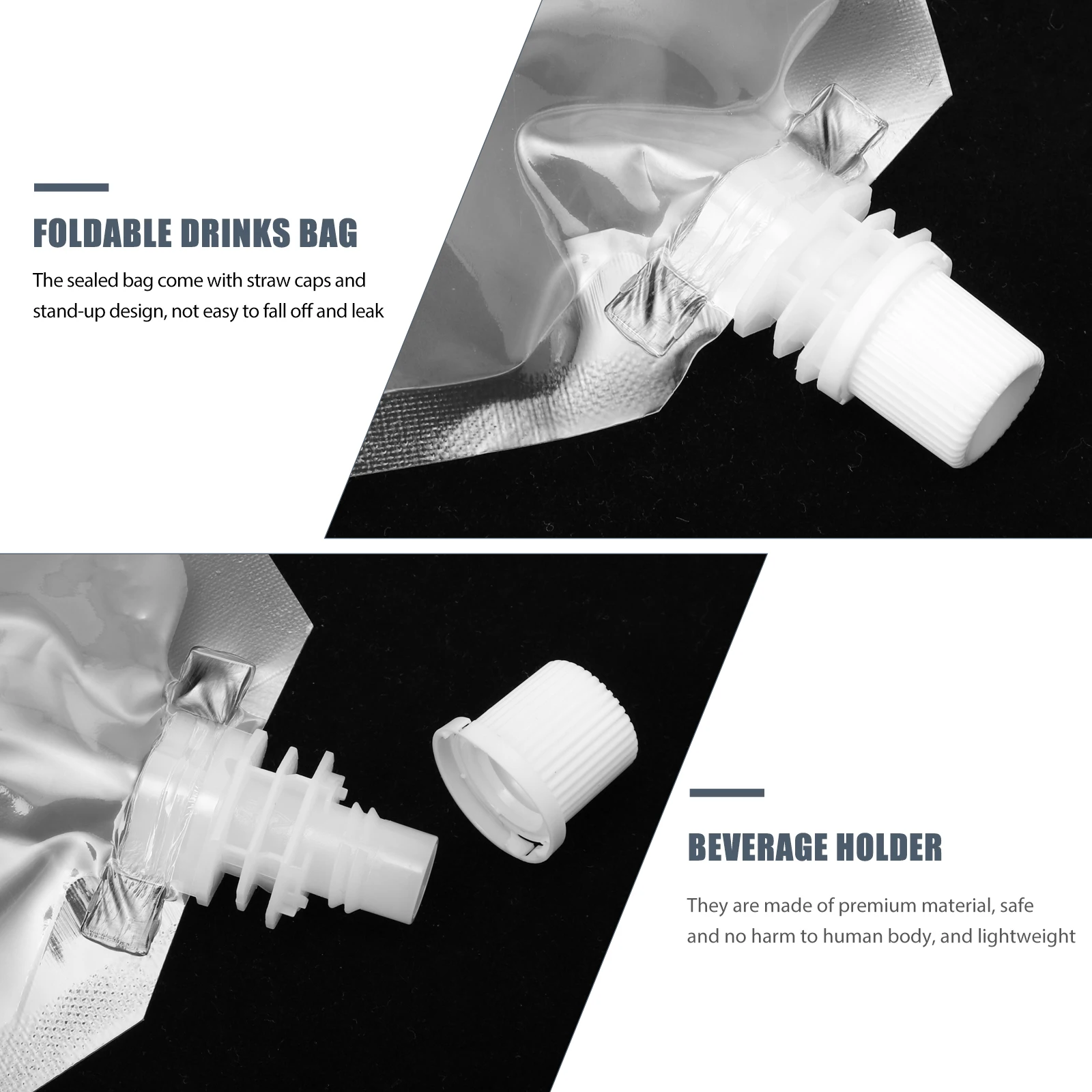 

Seal Containers Food Grade Plastic Packing Bag Portable Milk Outdoor Bottle Foldable Drinks Straw Cap Safe Material Hot
