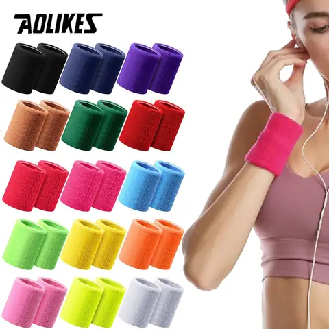 AOLIKES 1 쌍 스포츠 손목 밴드 면 스웨트 밴드 손목 밴드 손목 스웨트 밴드 테니스, 농구, 달리기, 체육관 용 손목 스웨트 밴드