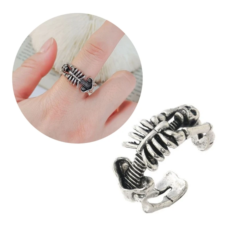 Gothic Vintage Rings Adjustable Rings,Retro Open Rings,Punk Skeleton Skull Rings Skull Jewelry Gifts for Women Men  Dropshipping