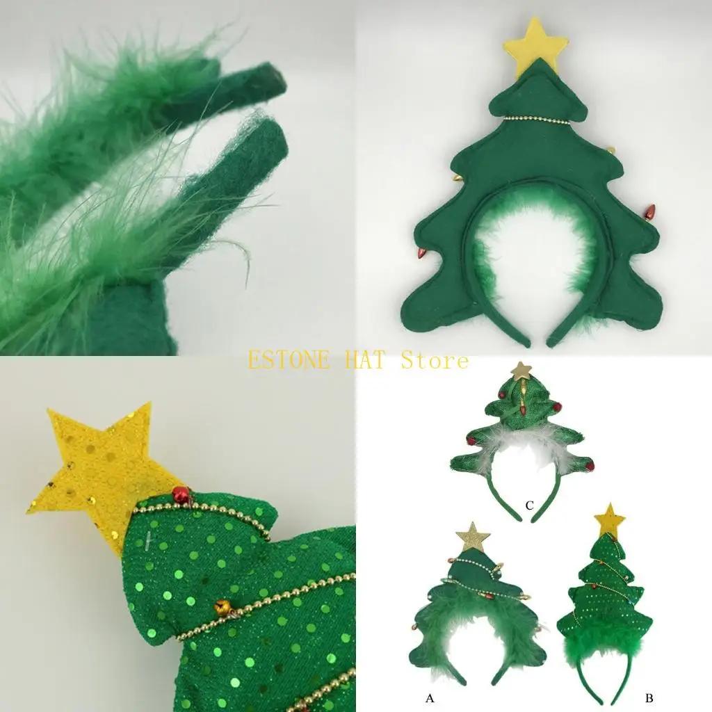 49MF Sequins Tree Headband Tree Hairband Christmas Tree Hair Hoop