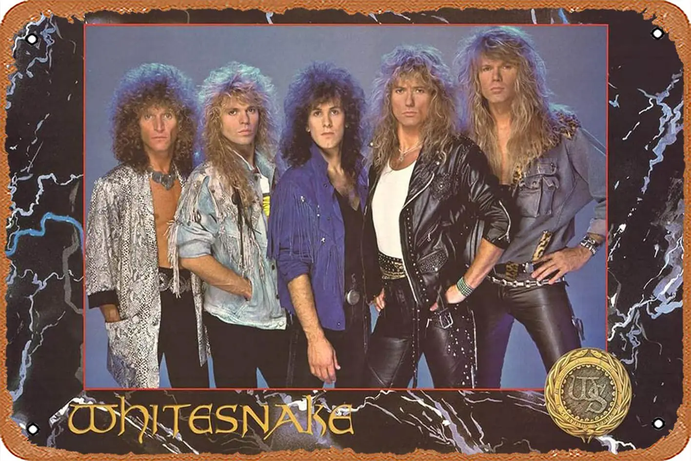 Zuhhgii Music Metal Posters Whitesnake Band Portrait 1989 Tin Metal Sign 8