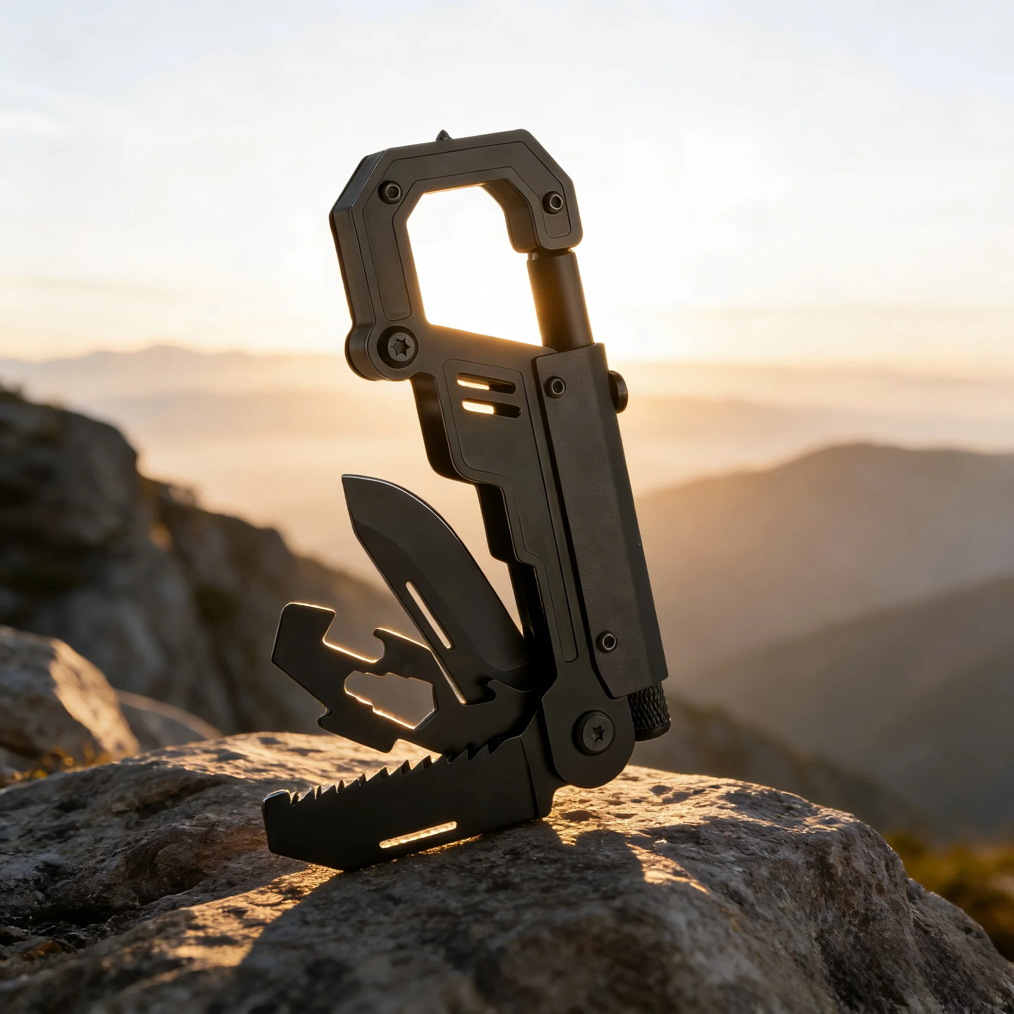 Outdoor Multi-Functional Folding Knife, EDC Multi-Tool Climbing Buckle, Outdoor Survival Camping Knife, Tactical Pocket Carabine