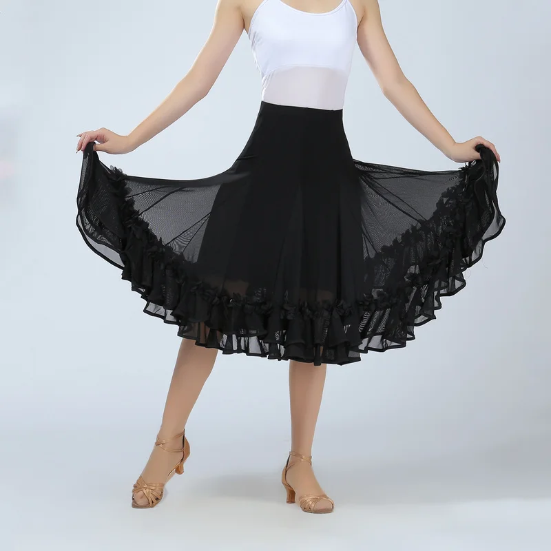 Lady Dance Skirt Flamenco Waltz Practice Modern Ballroom Big Swing Costume for Women