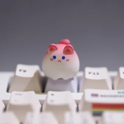 Creative Cute Pink Cat Keycap Cartoon Animal OEM Height ESC Decorative Keycap for Cross Axis Mechanical Keyboard Kawaii Keycaps