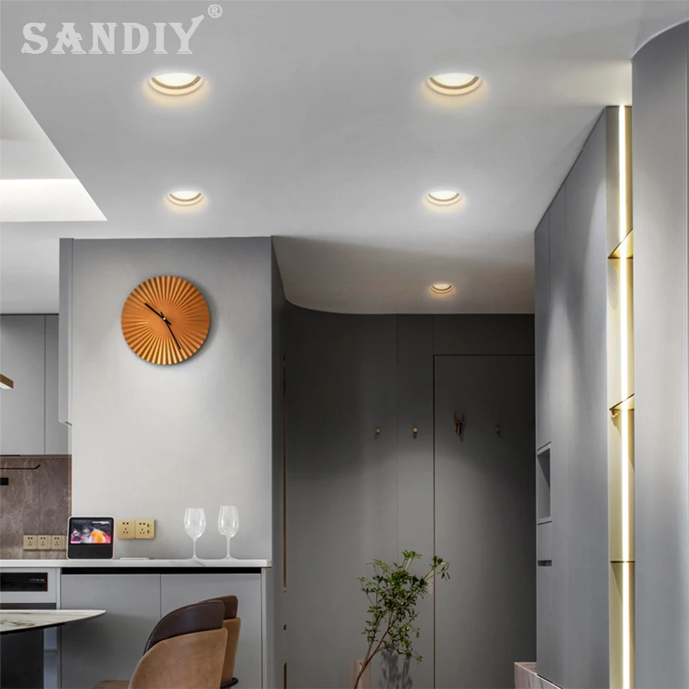 SANDIY Recessed Ceiling Lights Gypsum Spotlights GU10 Led Spot Lamp Square Round COB Downlights 7W/10W for Livingroom Corridor