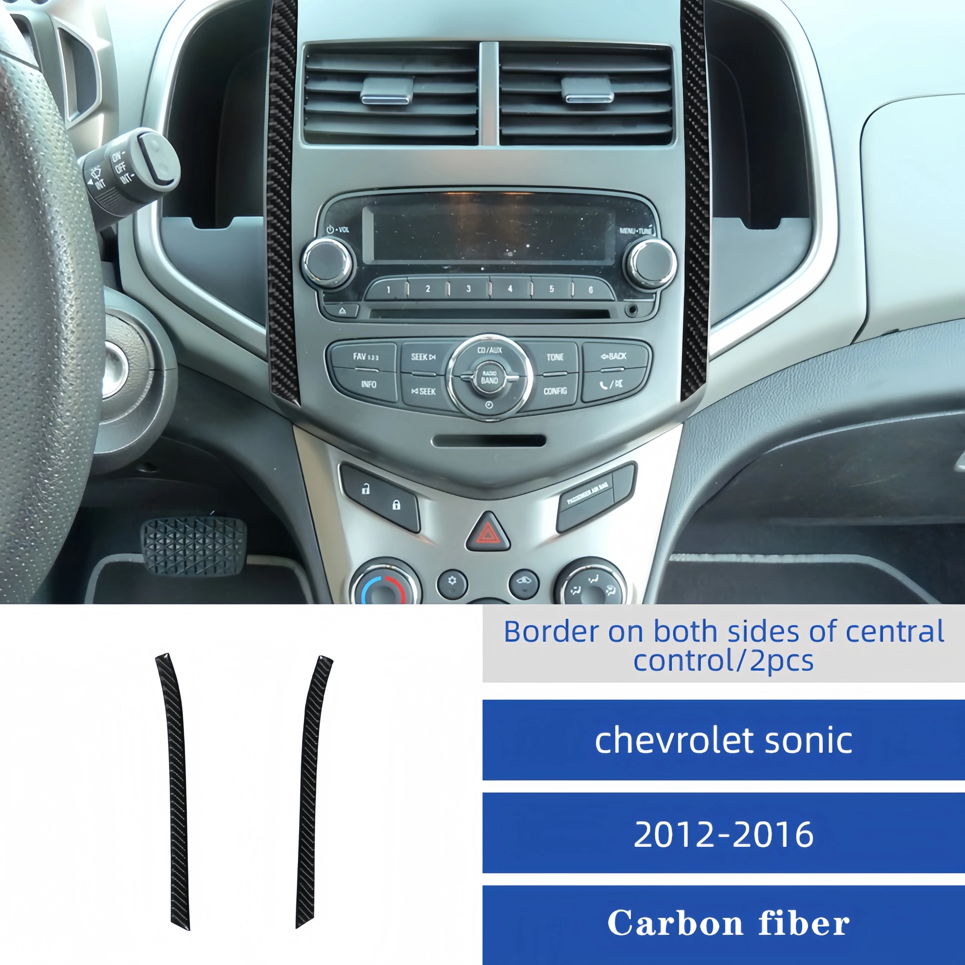 Carbon Fiber Interior For Chevrolet Sonic 2012 2013 2014-22016 Car Center Air Vent Both Side Trim Cover Accesorios Para Auto