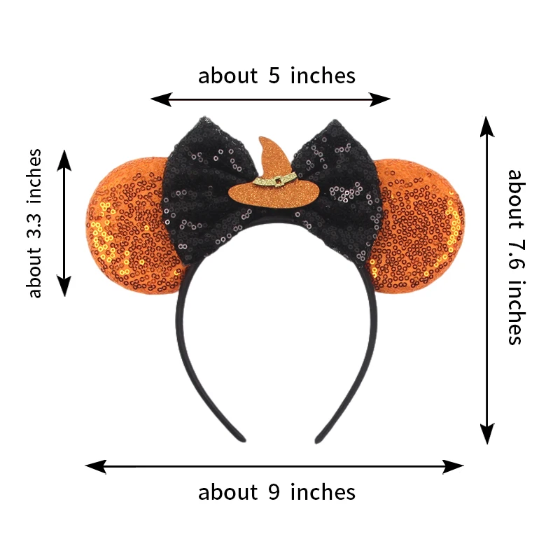 1pc Halloween Fun Hair Hoop Cute Pumpkin Bat Pattern Mouse Ear Headband Suitable for Festival Parties Gift Girl Hair Accessories