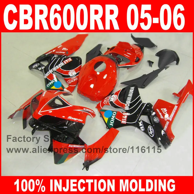 

Custom motorcycle for HONDA 2005 2006 CBR 600RR 05 06 CBR600RR fairings kit red black fairing body parts
