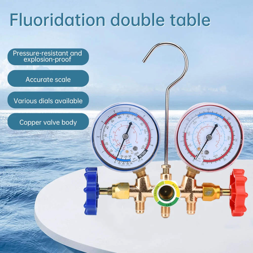 

Refrigerant Manifold Gauge Air Condition Refrigeration Set Air Conditioning Tools with Hose and Hook for R12 R22 R404A R134A