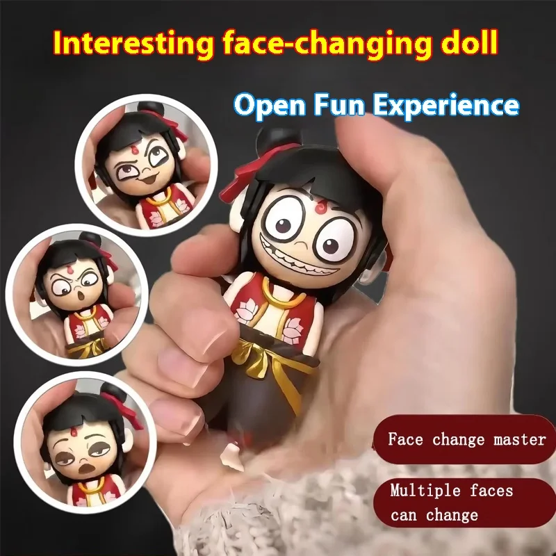 10 PCS Nezha Change Face NeZha 2 Toys Press Change Face Model Statue Collection Desktop Decoration Ne Zha Pendant Birthday Gifts