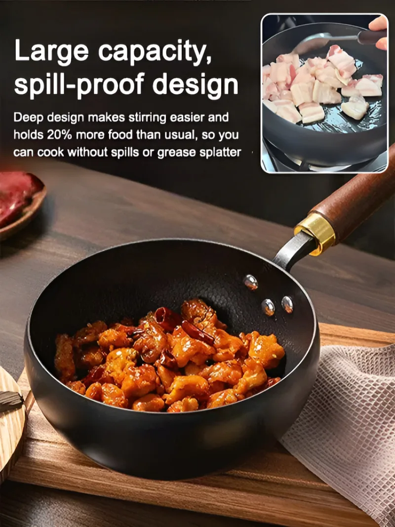 

Small Iron Pot Non-stick 24cm Frying Wok Pan Iron Pan Uncoated Steak Cooking Pot Handmade Cast Gas Stove Induction Cookware