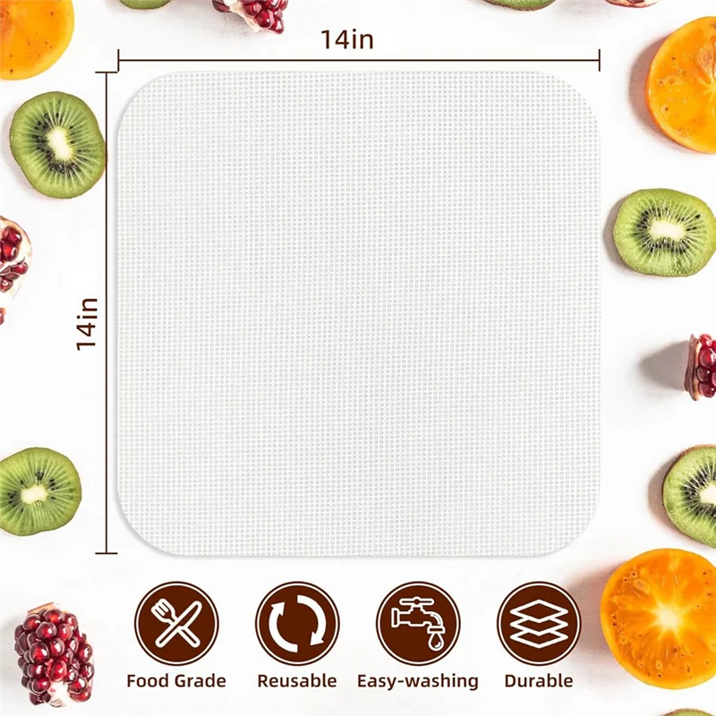 ノンスティックフルーツレザートレイ、メッシュ脱水トレイ、シリコン脱水シート15枚パック、乾燥肉用-B91B