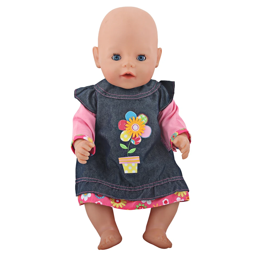 18 Inches American Doll Clothes Small Flower Denim Coat Jacket For 43cm Baby New Born&OG Girl Dolls Toy Gifts For Girl