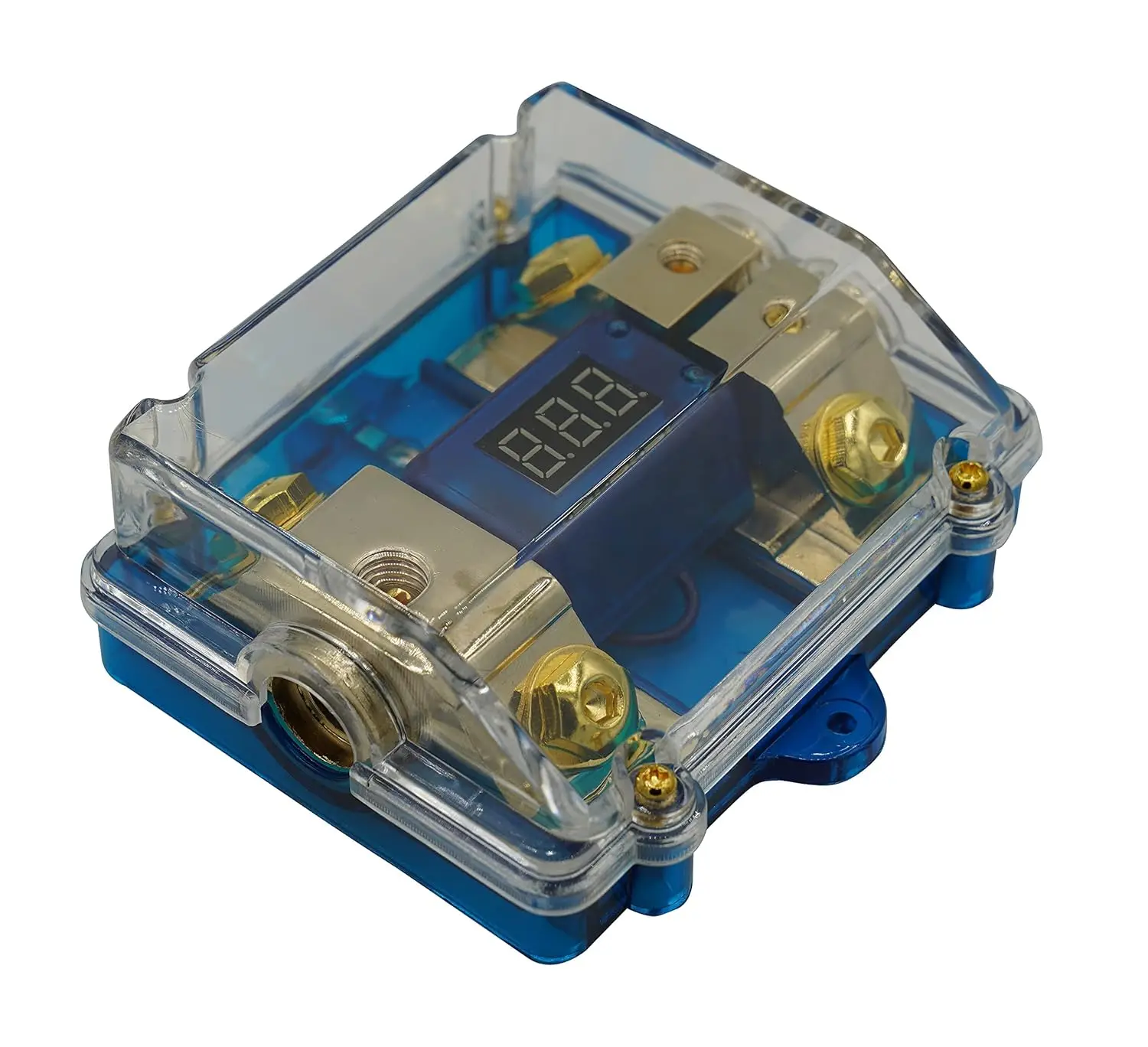 500A ANL Dual Digital Gold Plated ANL Distribution Block 0-4 Ga Fuse Holder 12-24V Input Voltage Display