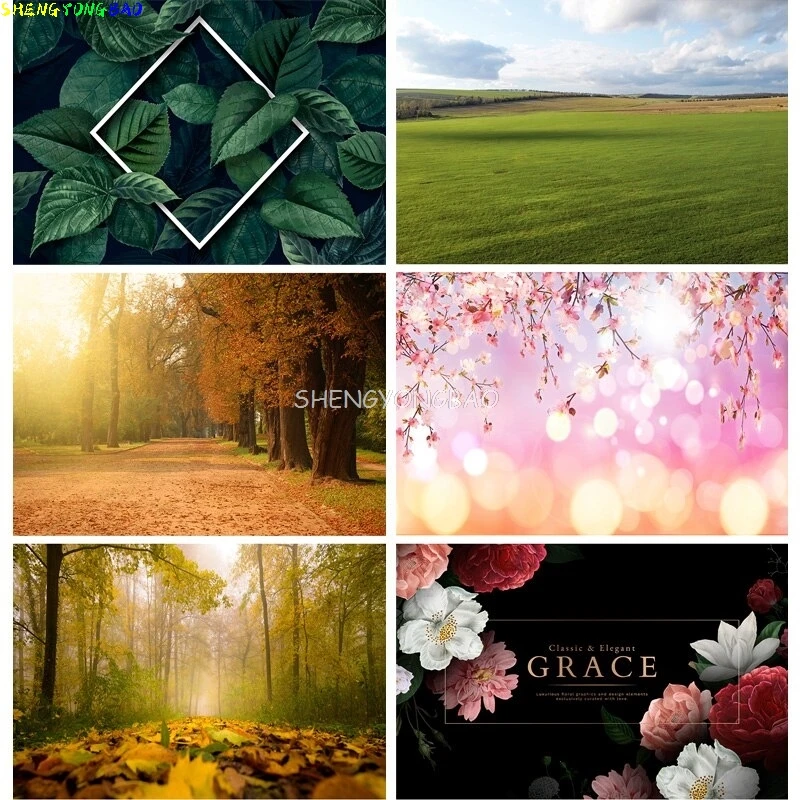 Natural Scenery Photography Background Green grass Forest Flower Landscape Travel Photo Backdrops Studio Props 21128 CTCD-01