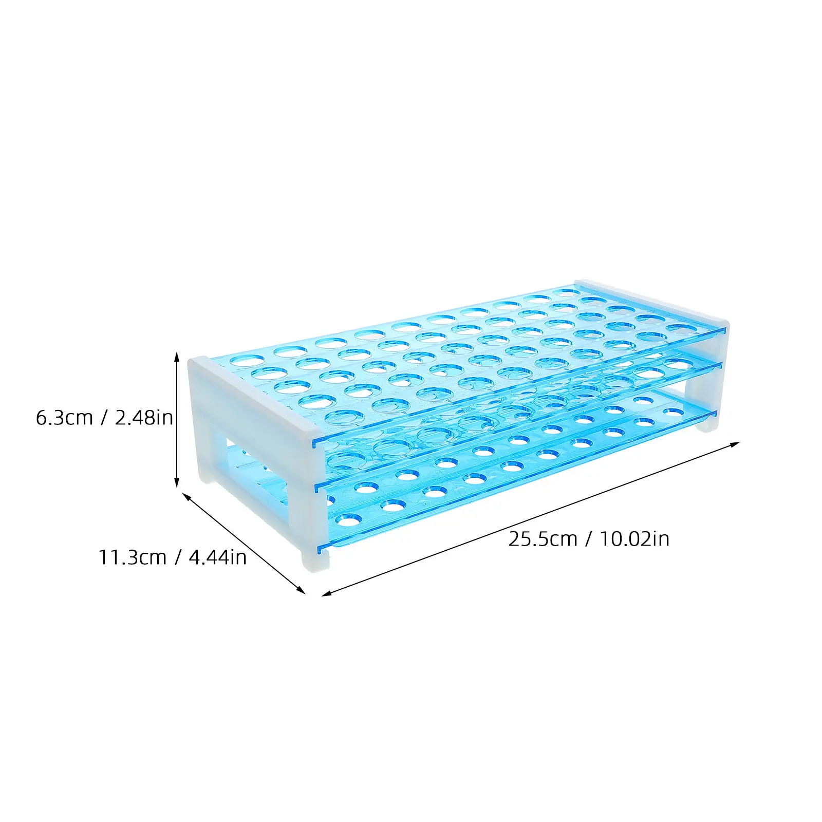 50-Slot Versatile Test Tube Rack Heavy-Duty Plastic Tube Holder for Lab Storage Display Drying and Organization Science Tool