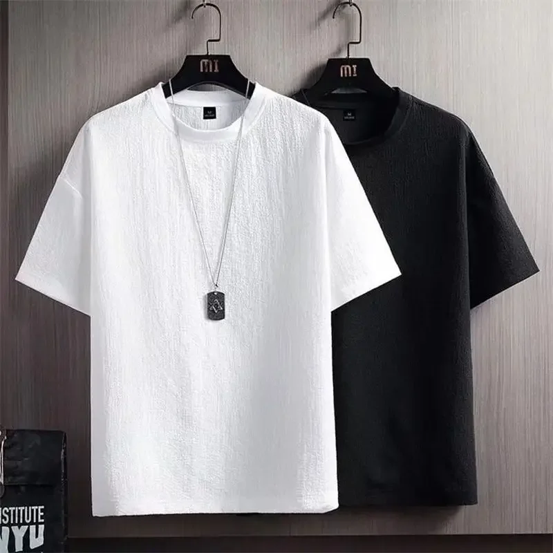 Men's Ice Silk Short Sleeve T-shirt Summer Thin Style 2024 Top Body T-shirt Trendy Brand Loose Fit Half Sleeve