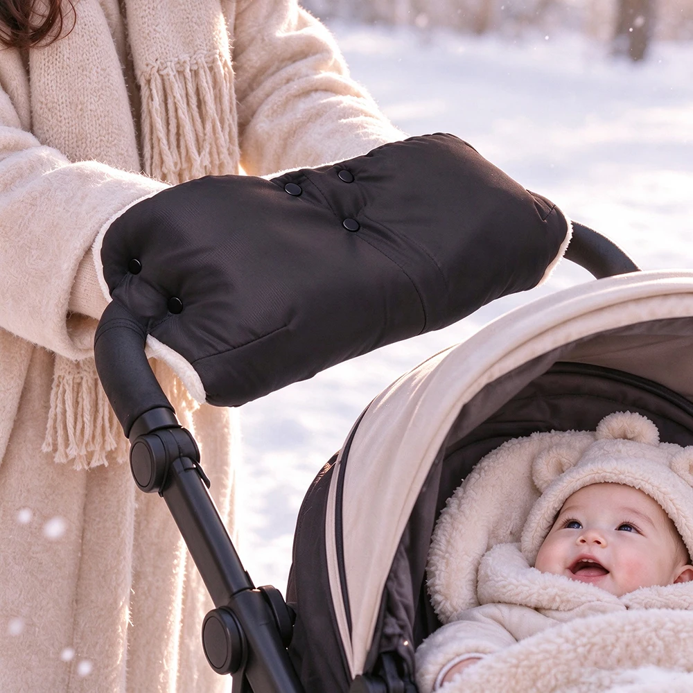 Baby Stroller Gloves Thick Pram Hand Muff Baby Carriage Pushchair Fleece Hand Cover Cart Gloves Stroller Accessories