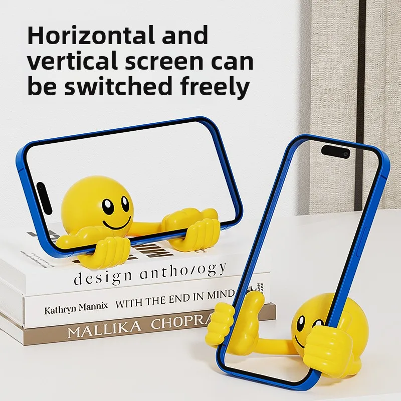 Cartoon Desktop Decor Smiley Rotating Thumb Phone Tablet Stand Creative Plastic Lazy Phone Holder