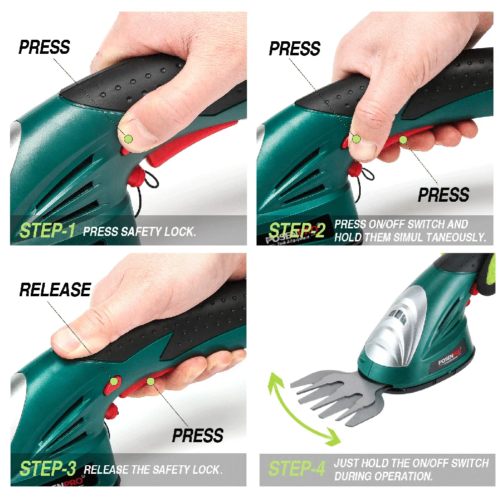 7.2V nożyce do przycinania 2w1 akumulatorowe nożyce do żywopłotu akumulatorowe nożyce do żywopłotu PGHT7.2 bezprzewodowe narzędzie ogrodowe POSENPRO