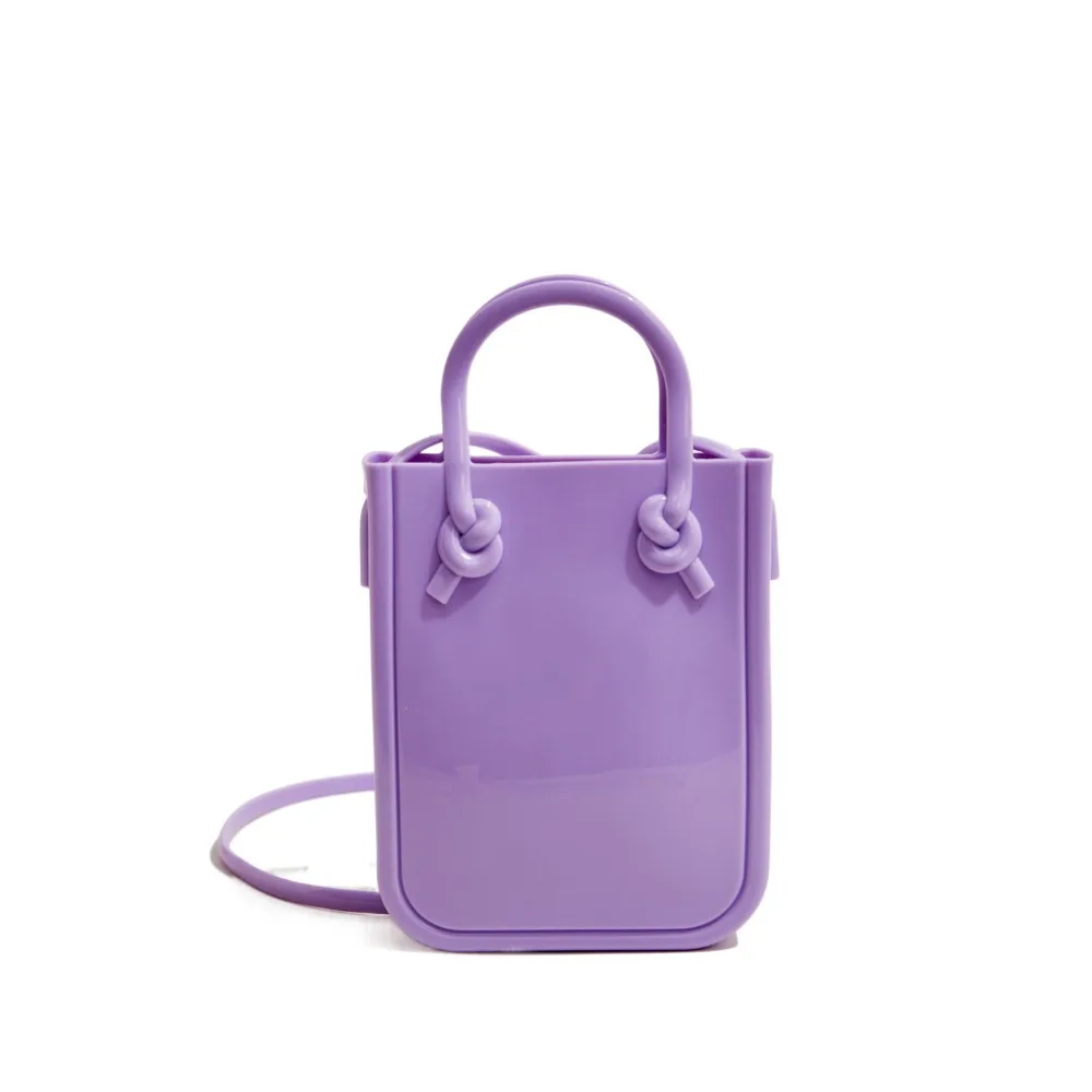 

Durable Waterproof PVC Shoulder Bag Simple Lightweight Mini Messenger Bag Portable Leisure Candy Colored Handbags Women