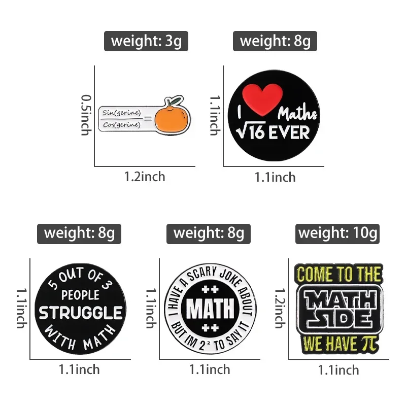 I Love Maths Enamel Pins Come To The Math Equations Lapel Badges Accessories Funny Metal Brooches Jewelry for Friends Wholesale