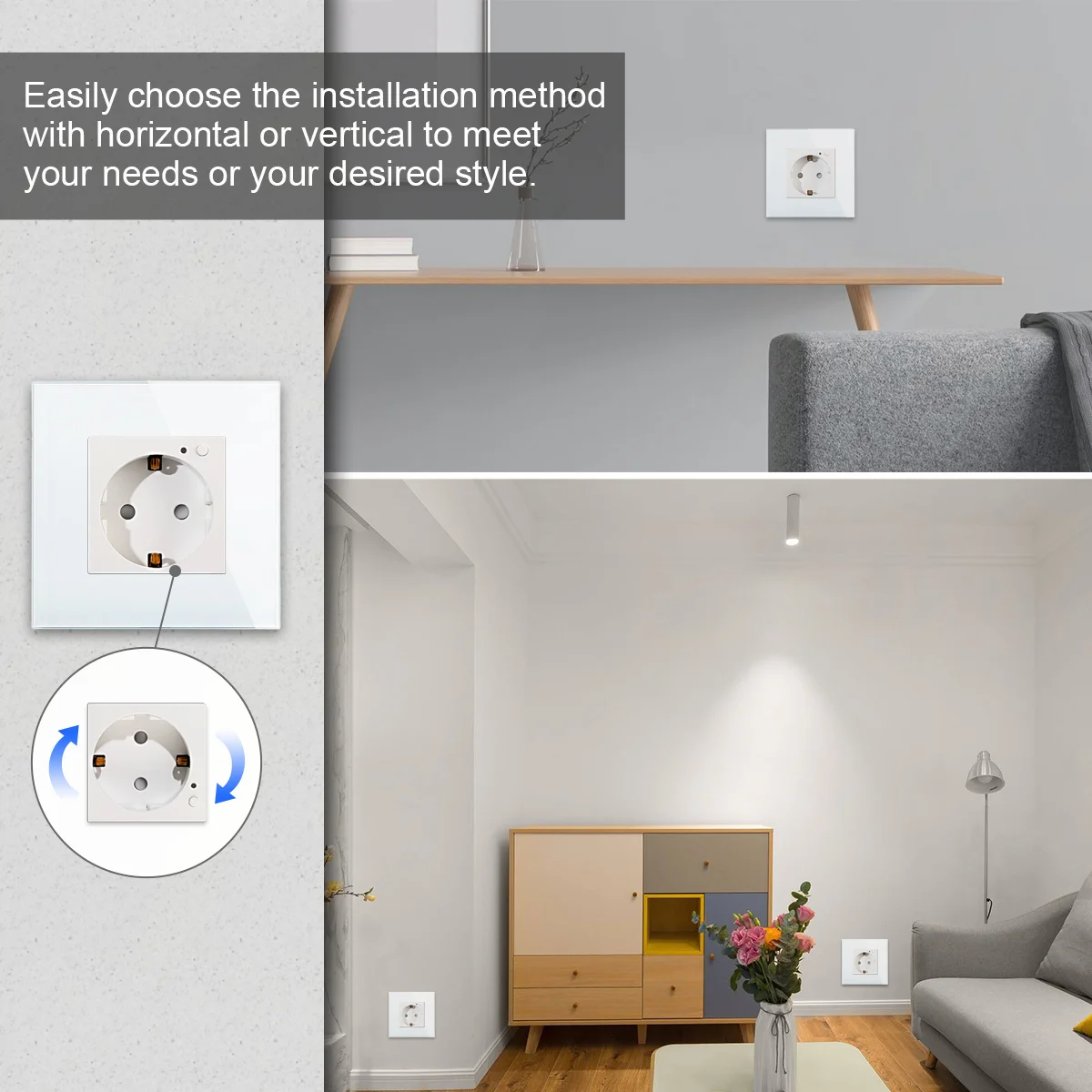 Smart Wifi Socket EU Standard Smart Wall Socket 16A 100V-240V White Black Gloden Crystal Glass Panel For Smart Home