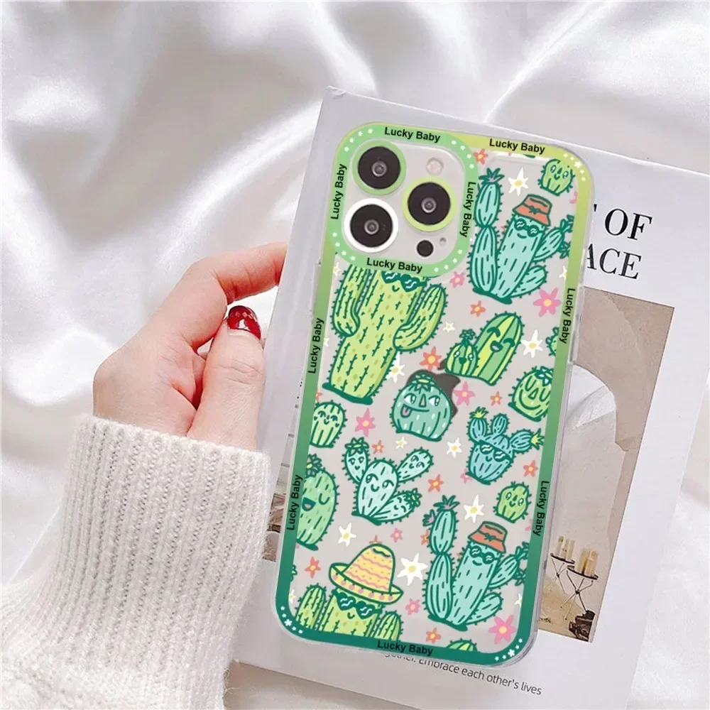 Cartoon Art Summer Cactus Phone Case For Samsung S 20 S 21 S 22 S 23 Lite Plus Ultra Mobile Cover