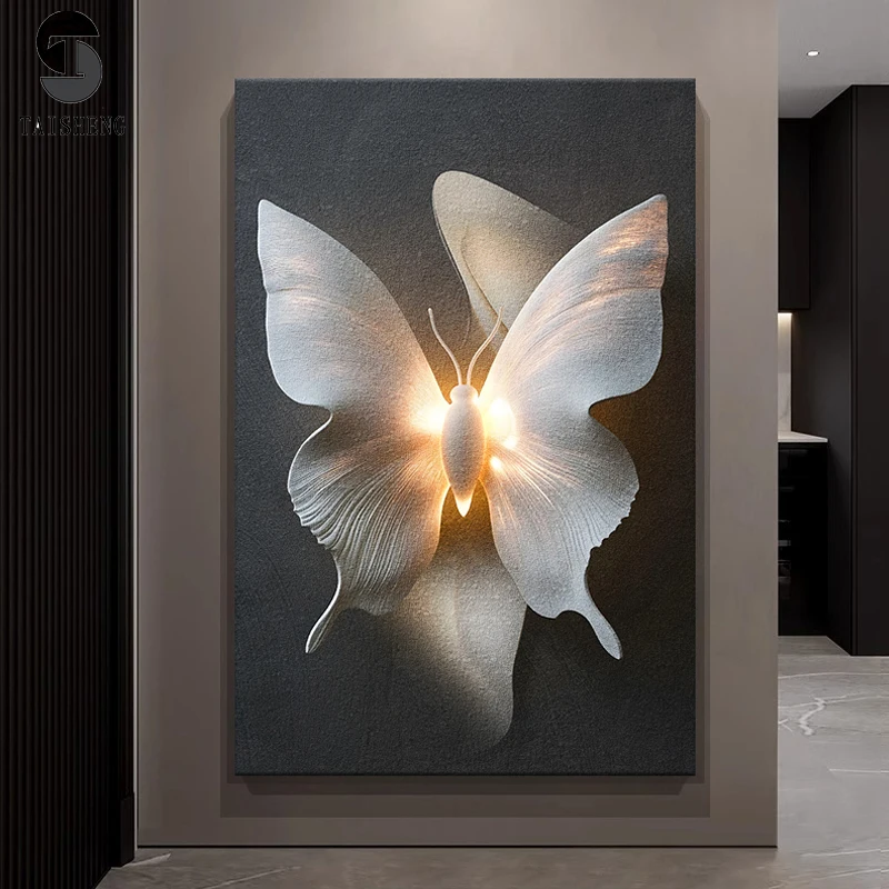 Minimalist Entrance LED Decoration Painting Sandstone Home Decoration Living Room Corridor Sofa Background Wall Painting Light