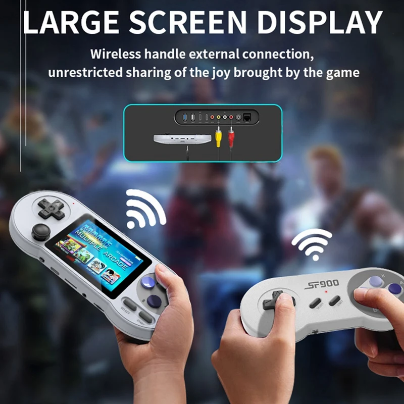 SF2000 Handheld Game Console Player+Handle Mini Game Pad Gray-White Plastic Built-In 6000 Games Retro Game