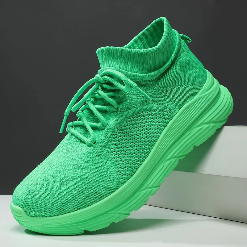 

HKDQ Большой размер 39-46 Носки Мужская повседневная обувь Нескользящие уличные оригинальные мужские кроссовки Модные зеленые дышащие вязаные кроссовки