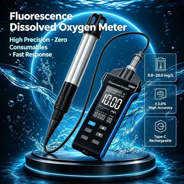 HoldPeak Fluorescence Dissolved Oxygen Meter DO Tester ATC Salinity Altitude Compensation for Aquaculture Aquarium Fish