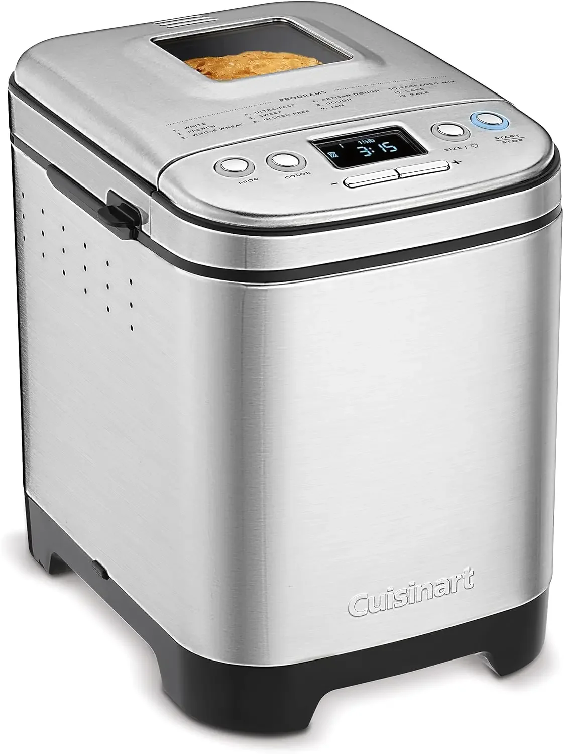 CBK-110C Compact Automatic Bread Maker, Stainless Steel，Mixes, kneads, rises, bakes and keeps it warm - automatically