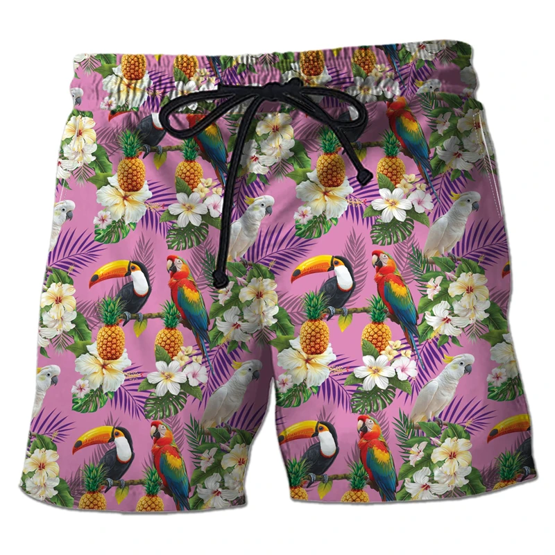 Fashion Parrot Beach Shorts Bird Animal 3D Print Men Women New Holiday Trunks Casual Surfing Board Shorts Swimwear Kids Clothing