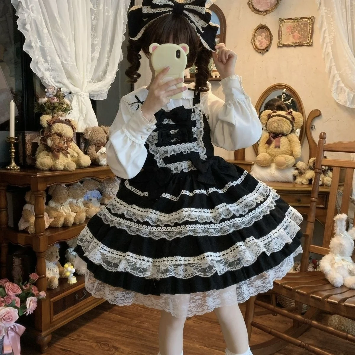 French Lolita Strap Dress Lace Patchwork Cosplay Outfit Y2K Vintage Elegant Girls Sweet Party Kawaii Dress Women Clothing 2026